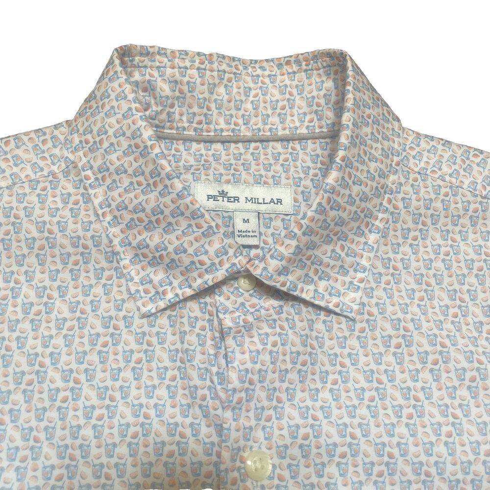 Peter Millar Summer Comfort Men's M Button Down Shirt Cocktail Lemonade Print